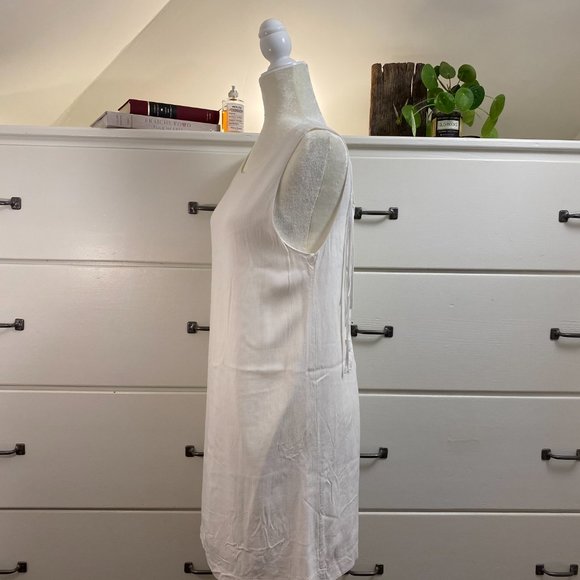 Vintage White Dress + Low Back + Fringe + Small - Picture 5 of 6